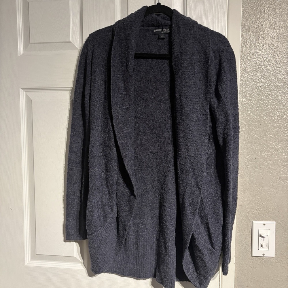 Barefoot Dreams CozyChic Lite Cardigan Sweater Navy Blue XS/S